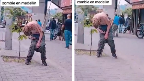 ¿Fentanilo? Hombre actuando como 'zombi' en Medellín alerta a las autoridades