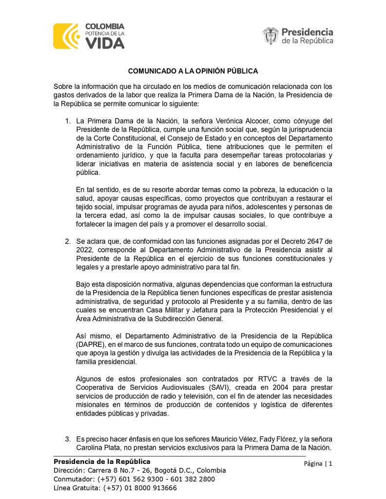 Presidencia respondió a polémica por millonario séquito de la primera Dama Verónica Alcocer