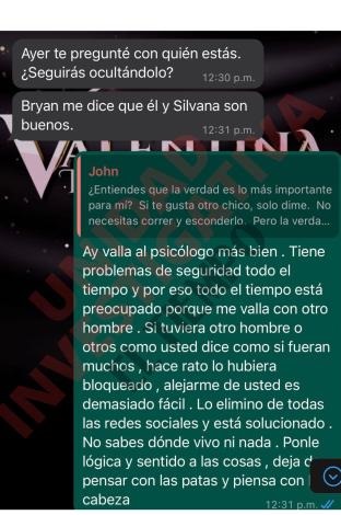 Chat de Valentina Trespalacios con Jhon Poulos