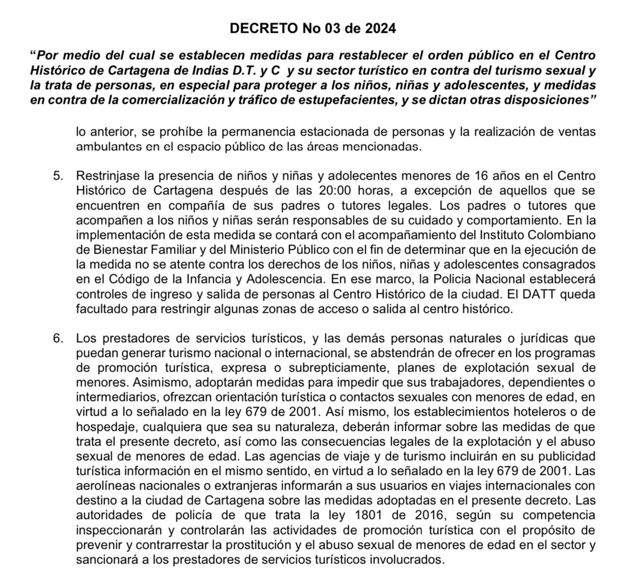Alcaldía de Cartagena expidió decreto que prohíbe la prostitución en el Centro Histórico