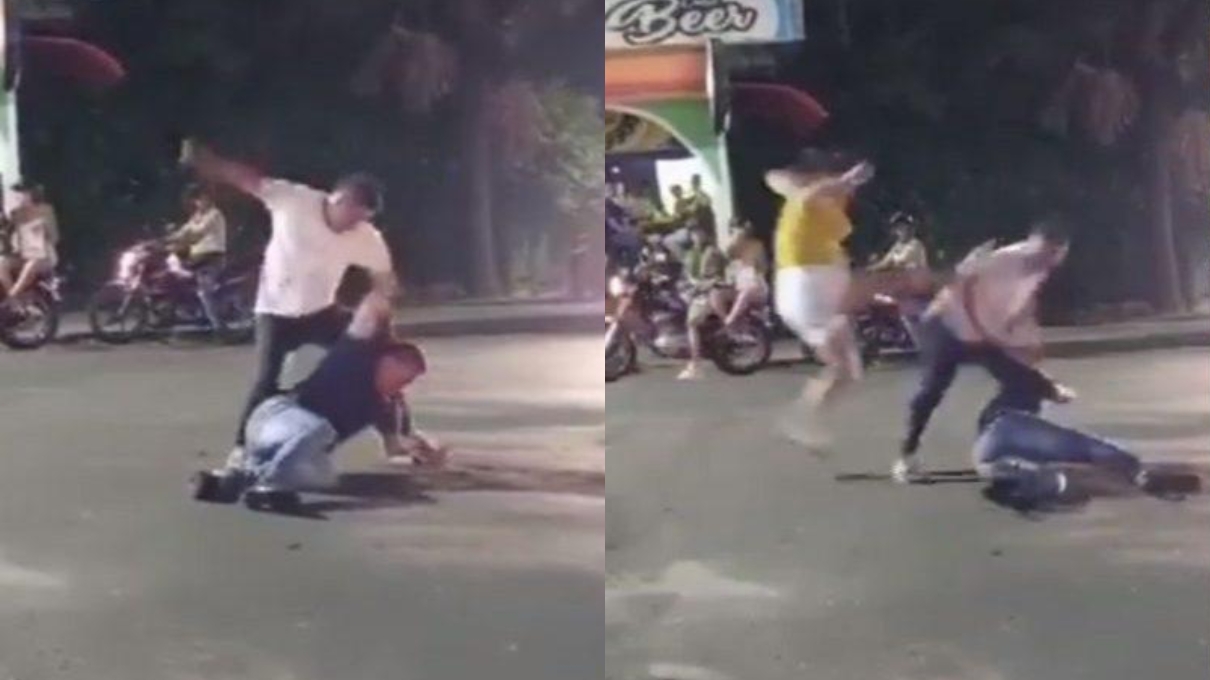 ¡Tremenda patada! Una mujer defendió a su pareja con una ‘voladora’ en plena golpiza: véala aqu