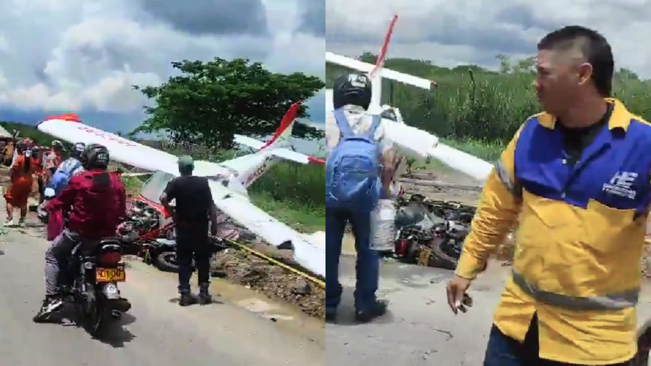 Grave accidente en Valle del Cauca: avioneta cayó sobre un motociclista que pasaba por la vía