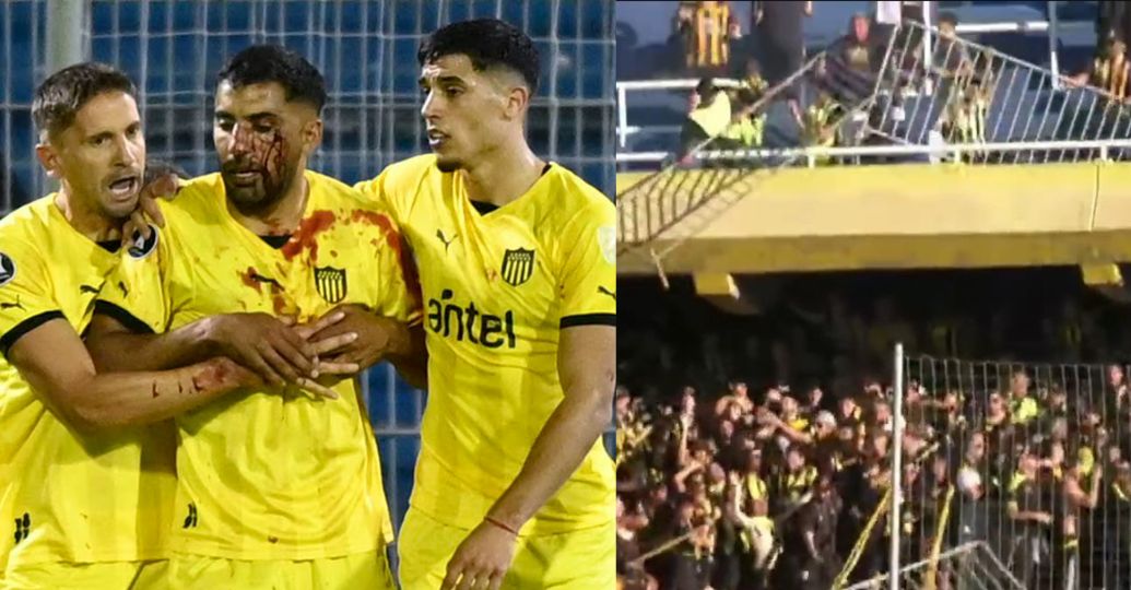 Disturbios en la tribuna y un jugador de Peñarol herido en el estadio de Rosario Central