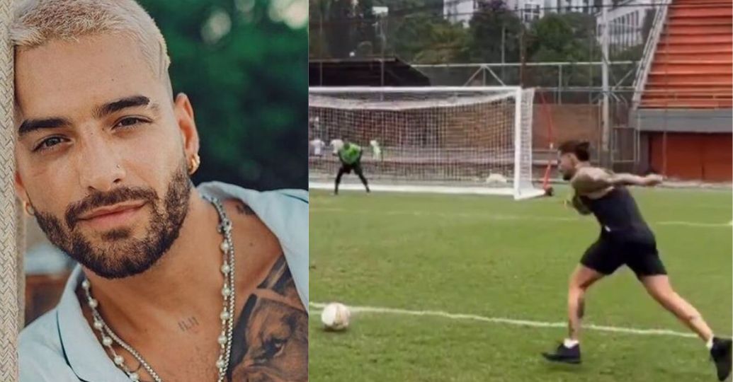 ¡Qué golazo! Maluma entrenó con Juanfer Quintero en Envigado y mostró su talento