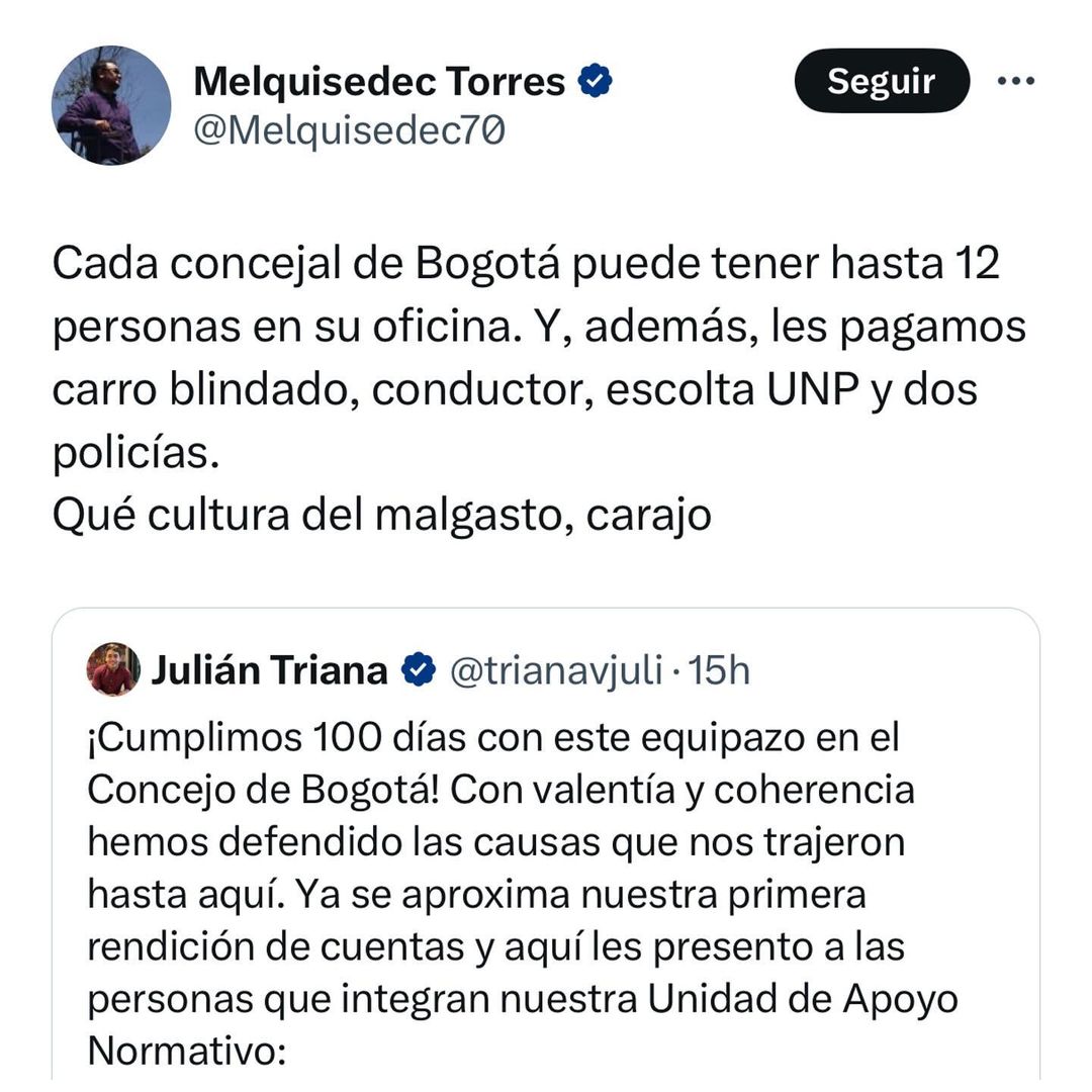 Opiniones divididas por concejal de Bogotá que mostró a su equipo de trabajo: ¿por qué?