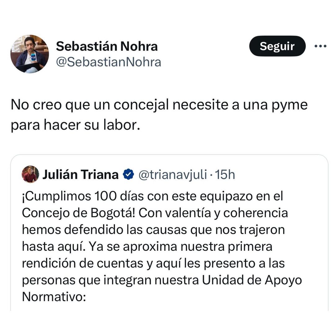 Opiniones divididas por concejal de Bogotá que mostró a su equipo de trabajo: ¿por qué?