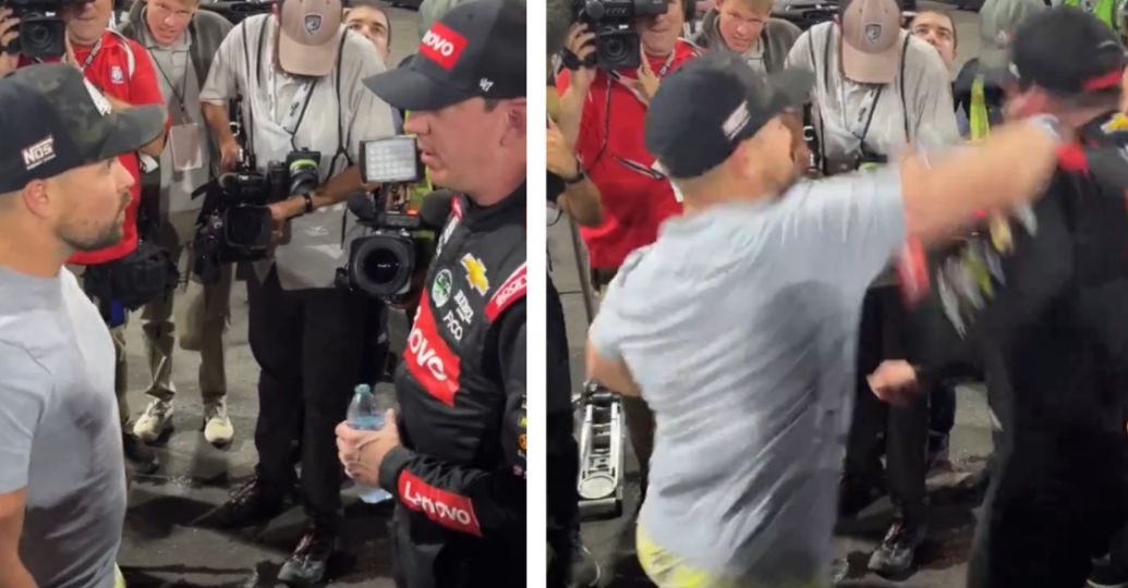Carrera de exhibición de Nascar terminó en tropel entre dos equipos