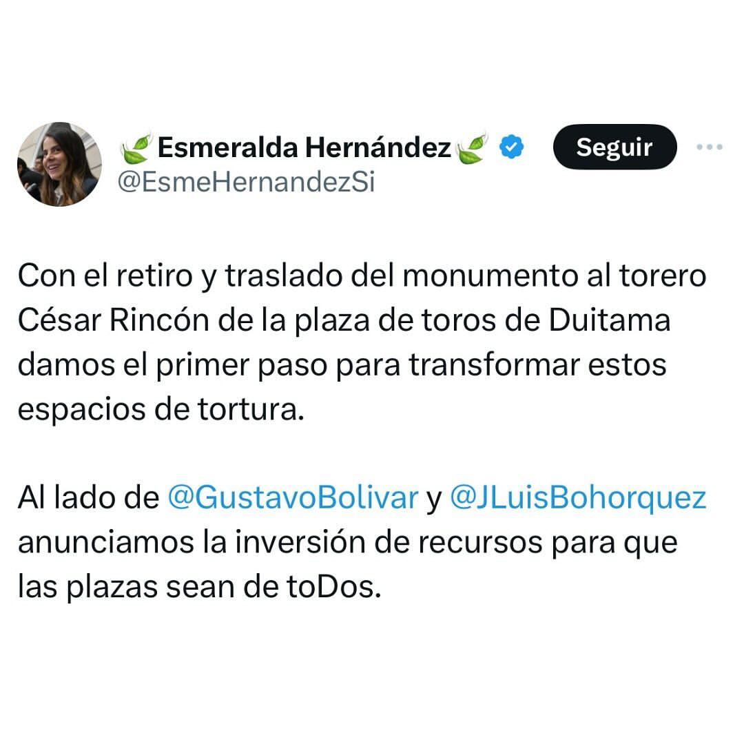Tras aprobarse ley que prohíbe las corridas de toros, en Duitama retiran monumento del torero César Rincón