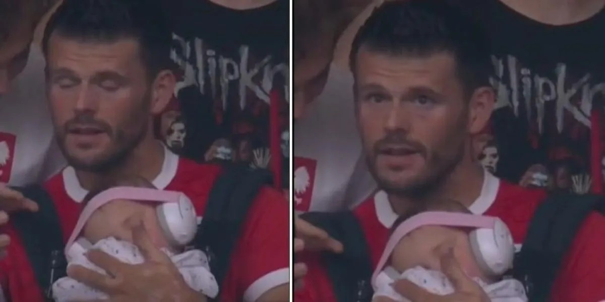 ¿El padre del año? Un hombre llevó a su hija al estadio mientras la cuida: vea la tierna escena aquí