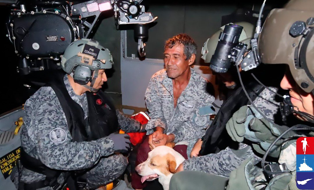 Hombre fue salvado junto a su perro por helicóptero de la Fuerza Aérea tras ser arrastrado por una creciente