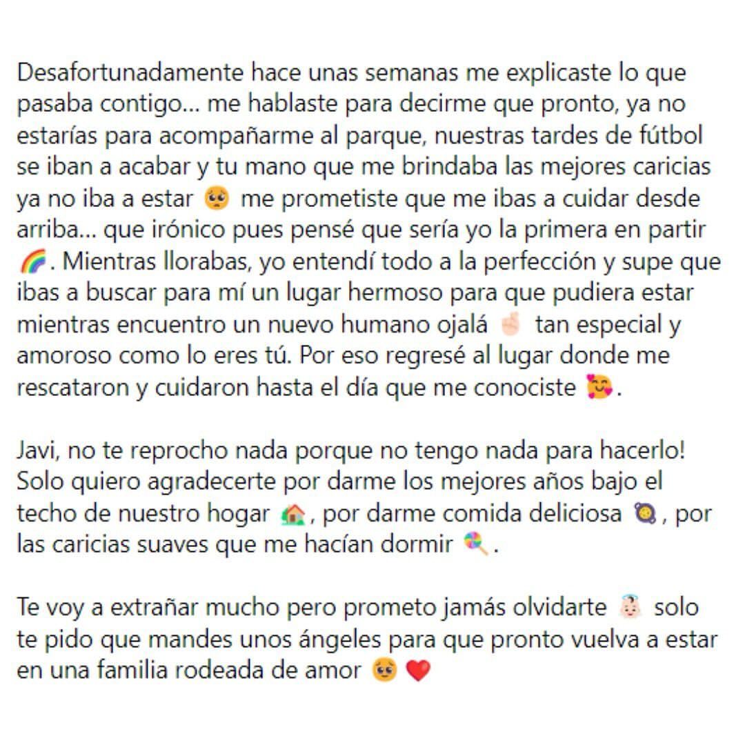 La conmovedora carta del perrito de Javier Acosta, hincha de Millonarios que decidió aplicarse la eutanasia