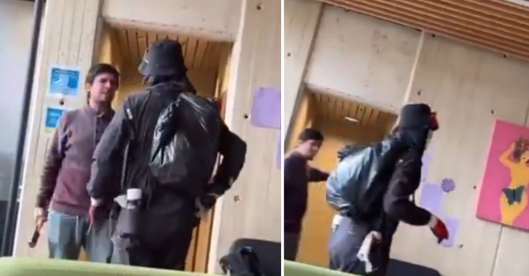 Estudiante se enfrentó a encapuchado que robaba un hacha de emergencia en la U.Nacional