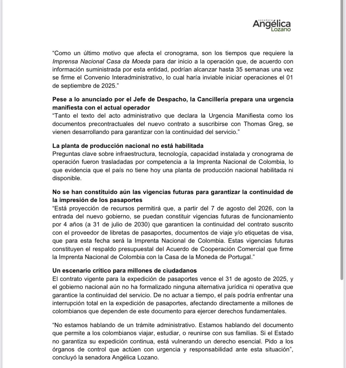 Cancillería confirma que nuevo modelo de pasaportes no estará listo en septiembre