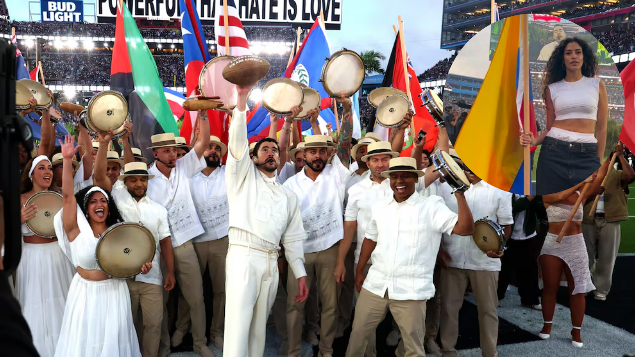 De Barranquilla al Super Bowl: la modelo que ondeó la bandera de Colombia en el show de Bad Bunny
