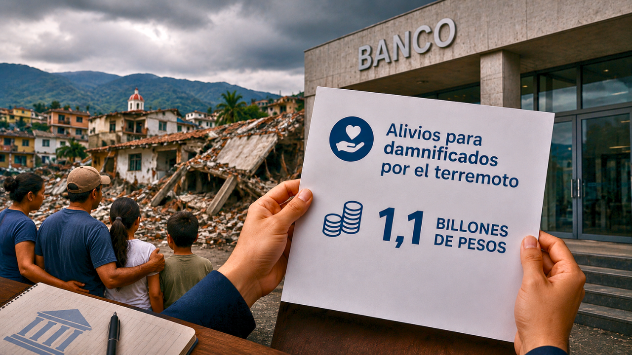 Bancos en Colombia destinarán 1,1 billones de pesos en alivios para damnificados por el terremoto
