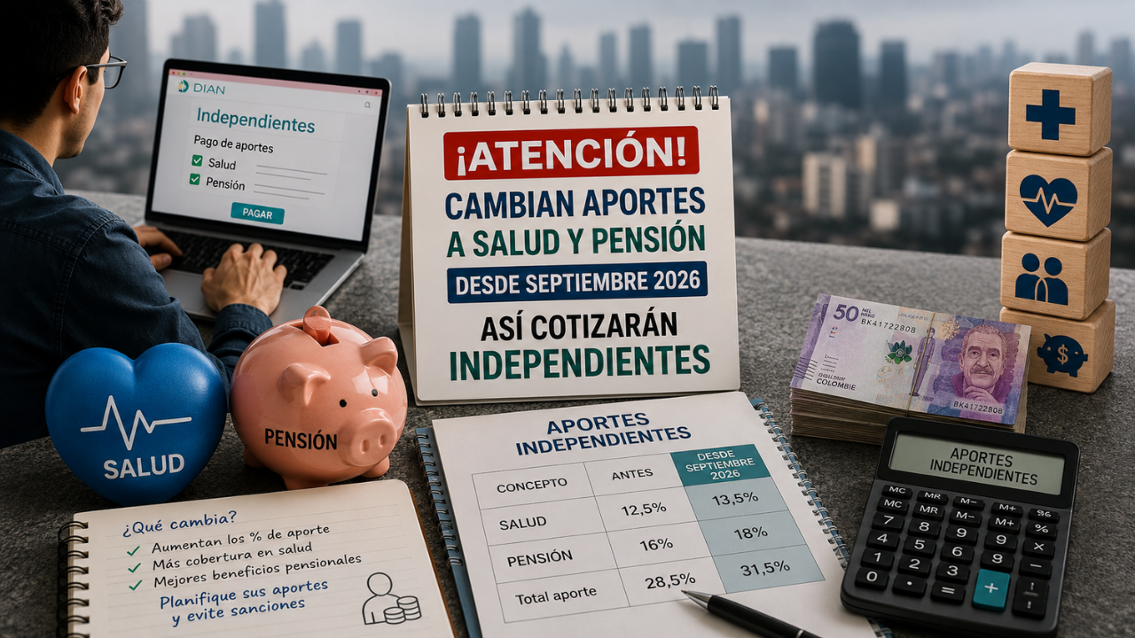 ¡Atención! Cambian aportes a salud y pensión desde septiembre: así cotizarán independientes