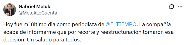 Revelan las razones tras la salida de Gabriel Meluk de El Tiempo: ¿denuncias de presunto acoso sexual?