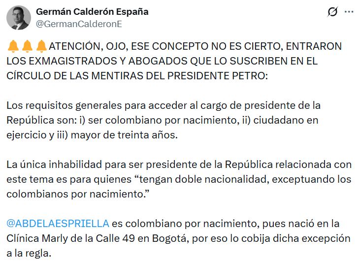 Campaña de De la Espriella respondió a polémica por su ciudadanía estadounidense: "ninguna inhabilidad"