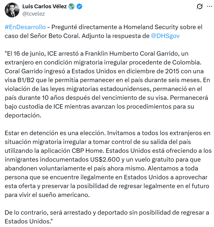 Estados Unidos reveló las razones detrás de la captura de Beto Coral en Arizona