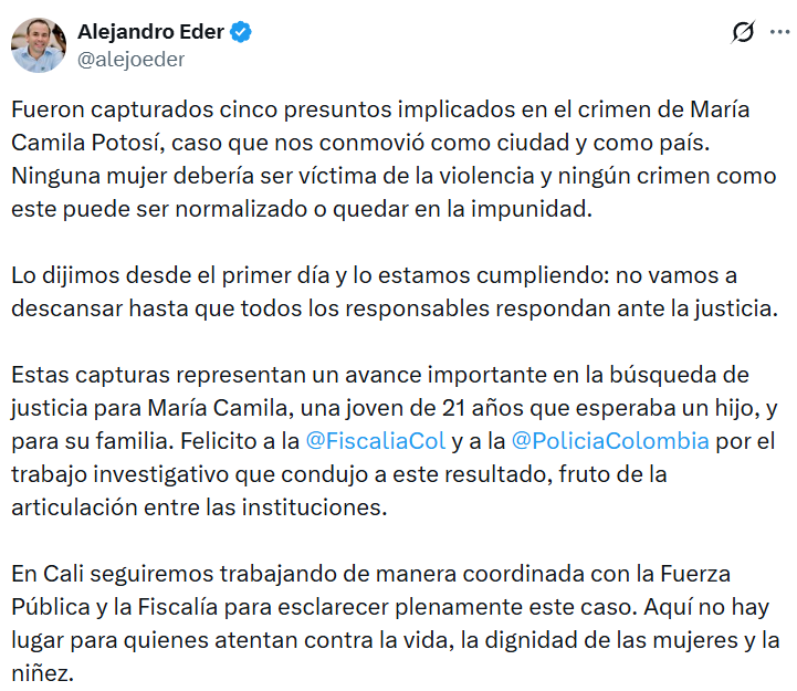 Capturan a cinco personas por el crimen de María Camila Potosí en Cali: esto es lo que se sabe