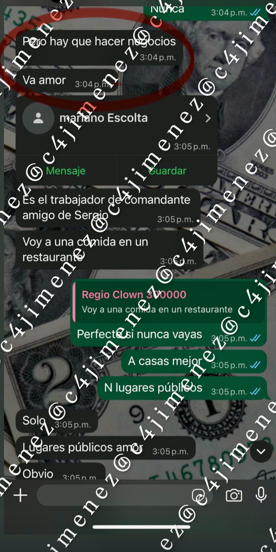 Chat de Regio Clown con su pareja