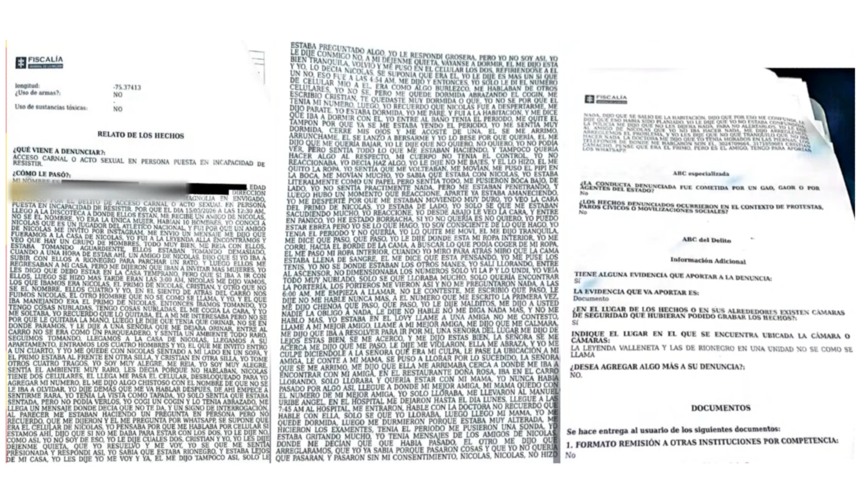 Revelan testimonio de la joven que denunció al futbolista Nicolás Rodríguez por presunto abuso sexual