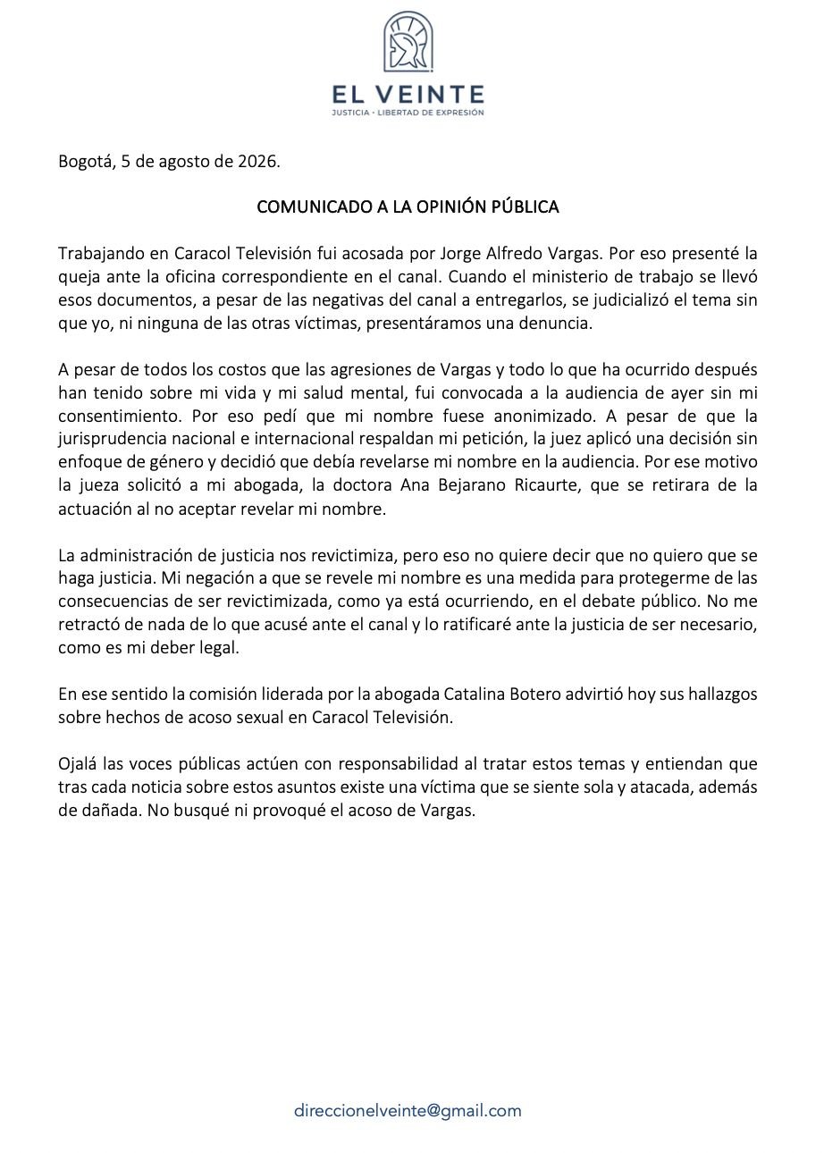 Única presunta víctima que sigue en el caso contra Jorge Alfredo Vargas rompió el silencio: “No me retracto”