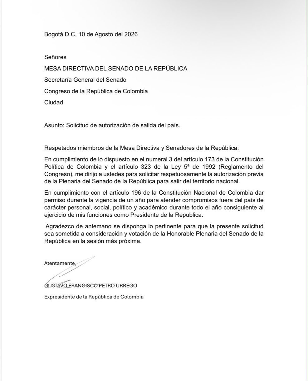 ¿Por qué un expresidente de Colombia debe pedir permiso al Senado para salir del país? Esta es la historia