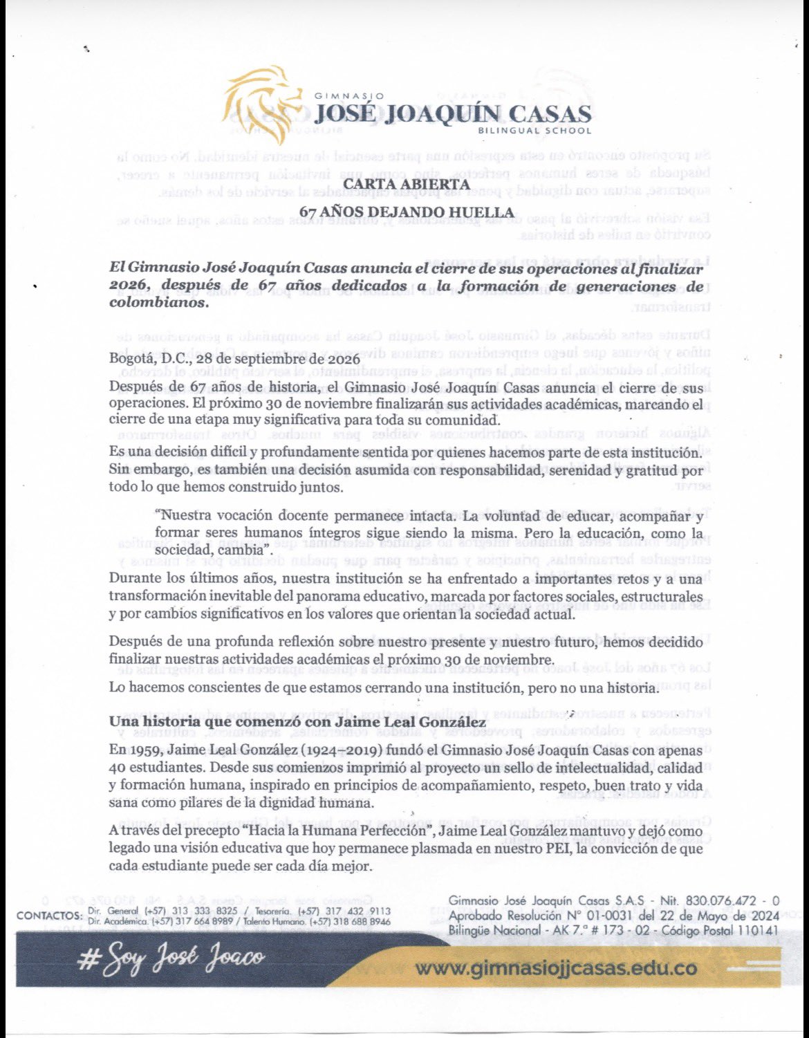 Histórico colegio de Bogotá cierra tras 67 años: estas son las razones de la decisión
