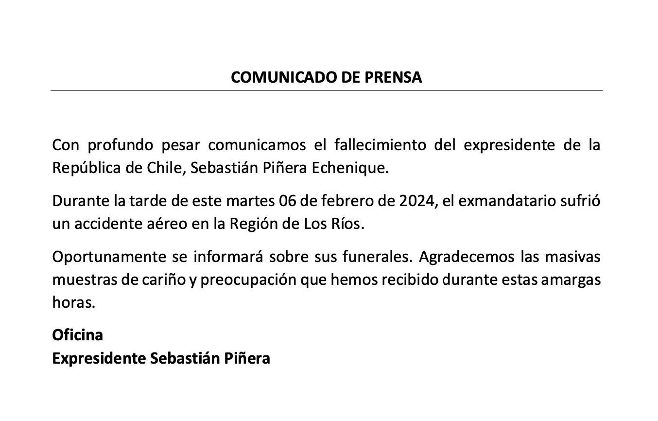 Comunicado Piñera