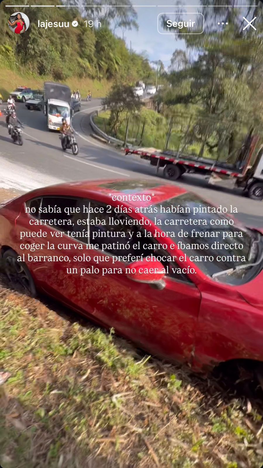 La Jesuu sufrió grave accidente de tránsito 