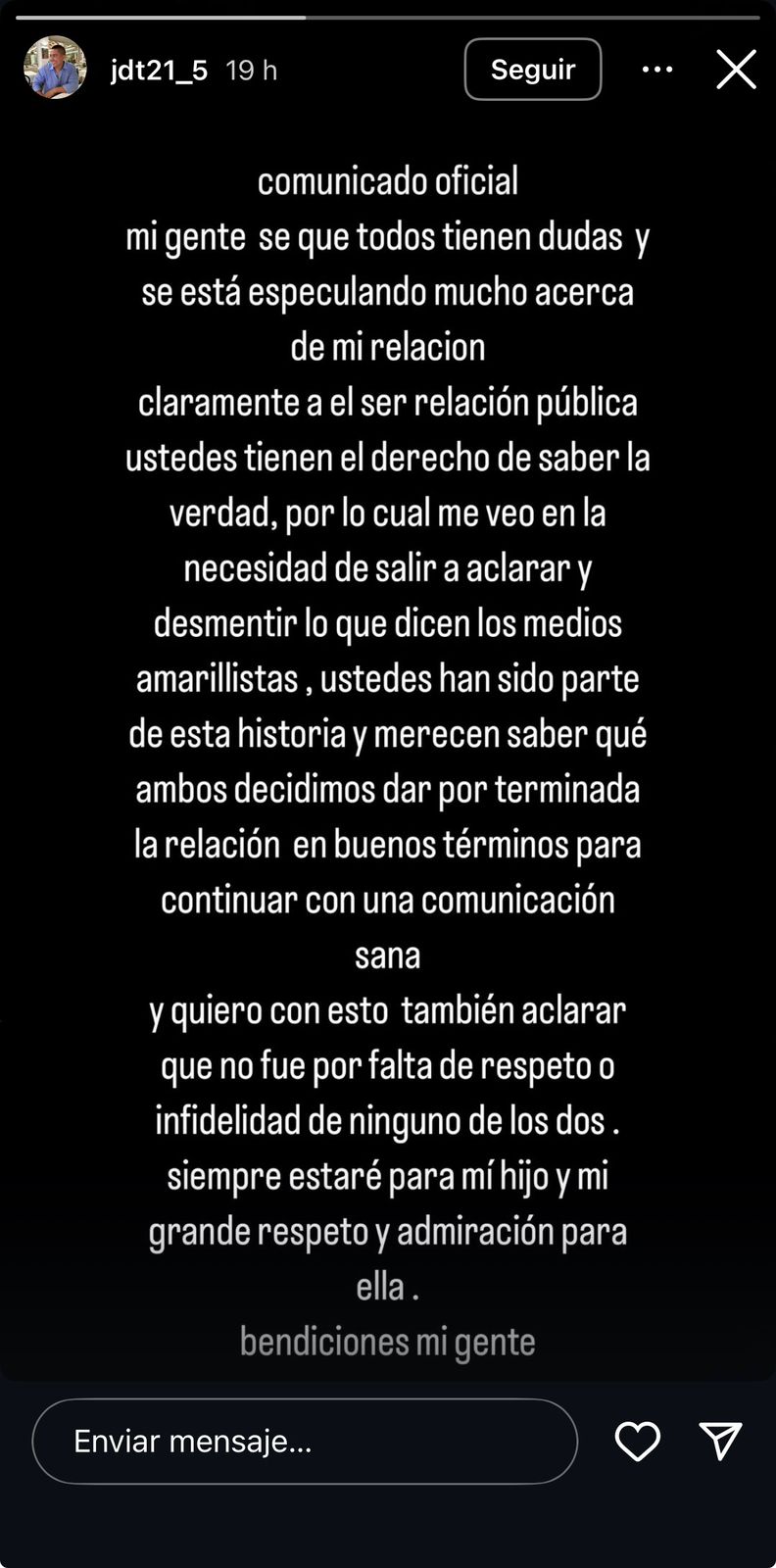 Juan David Tejada confirma el fin de su relación con Aida Victoria Merlano