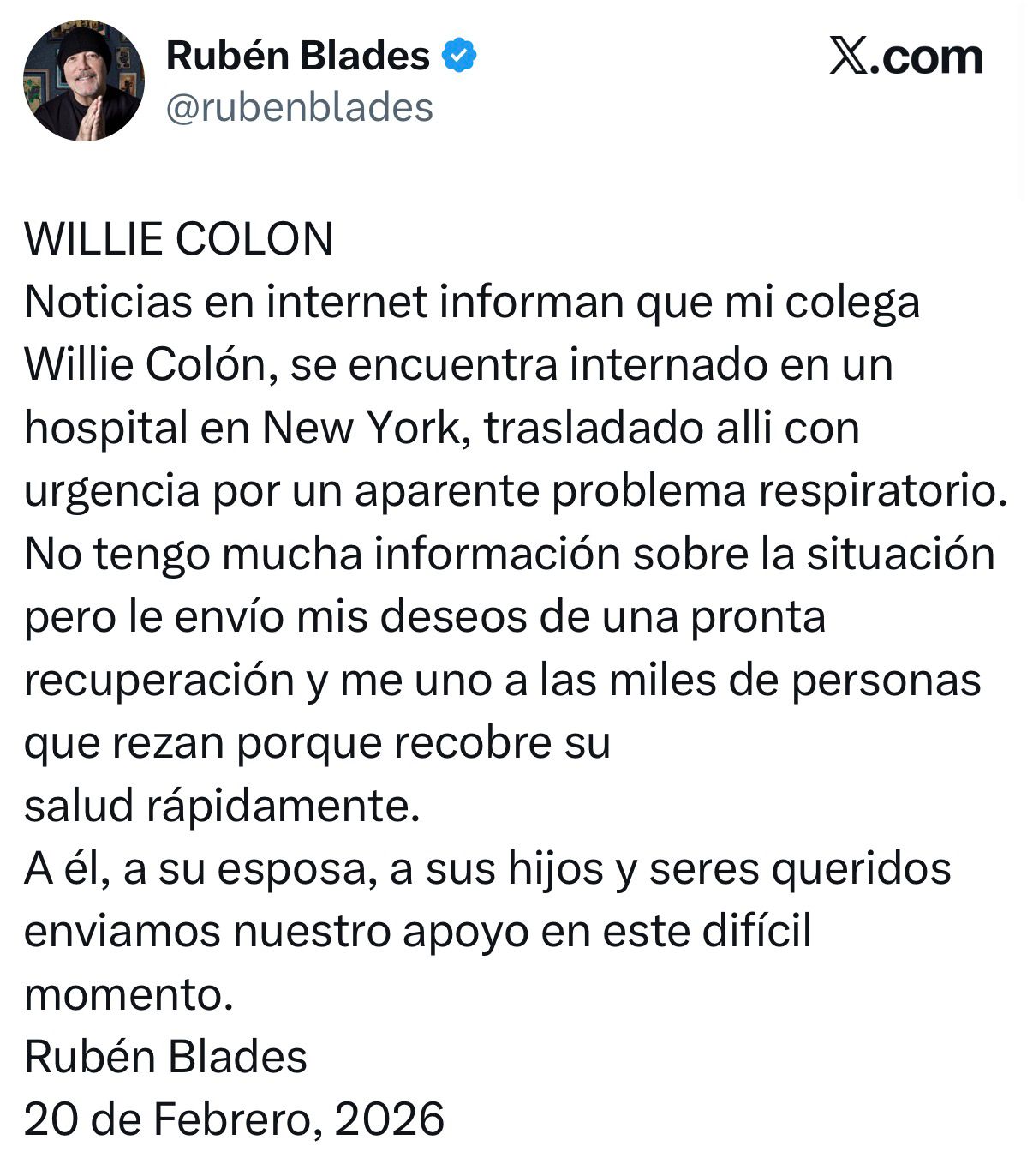 Preocupación por la salud de Willie Colón: ¿Está hospitalizado en Nueva York? Esto es lo que se sabe