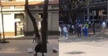 Pánico en Medellín: hombre atacó a un policía a machete y el uniformado disparó