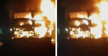 Se incendió un bus de dos pisos en la vía Bogotá - Fusagasugá