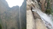 Un usuario reveló en un video la cascada más alta de China resultó estar alimentada con una tubería