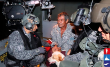 Hombre fue salvado junto a su perro por helicóptero de la Fuerza Aérea tras ser arrastrado por una creciente