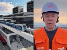 En video: con chaleco y casco, Santos apareció para defender el metro de Bogotá